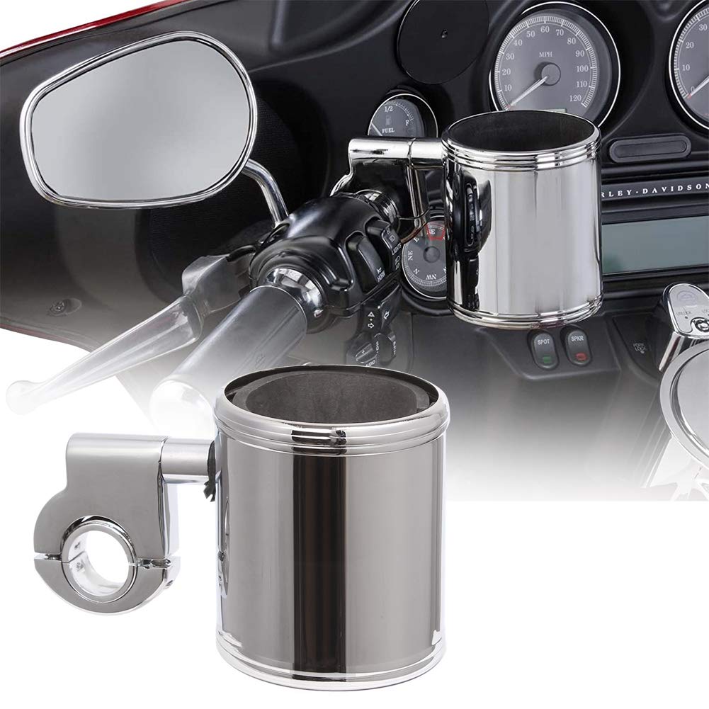 AQIMY Universal Drink Holder for Motorcycle 22-32mm Handlebar Compatible Cup Holder Adjustable Silver (2pcs)