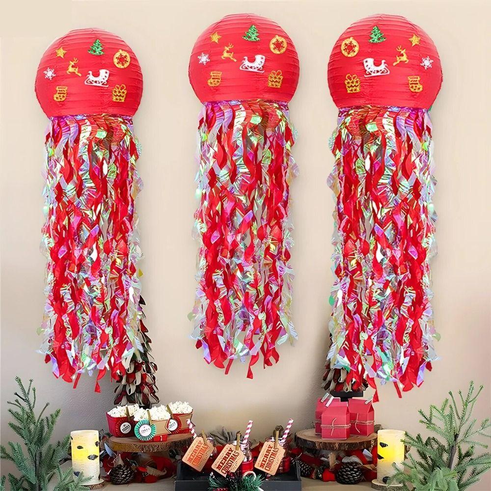 

Handmade Xmas Paper Lantern With Tassels Artificial Paper Ornament Party Supplies