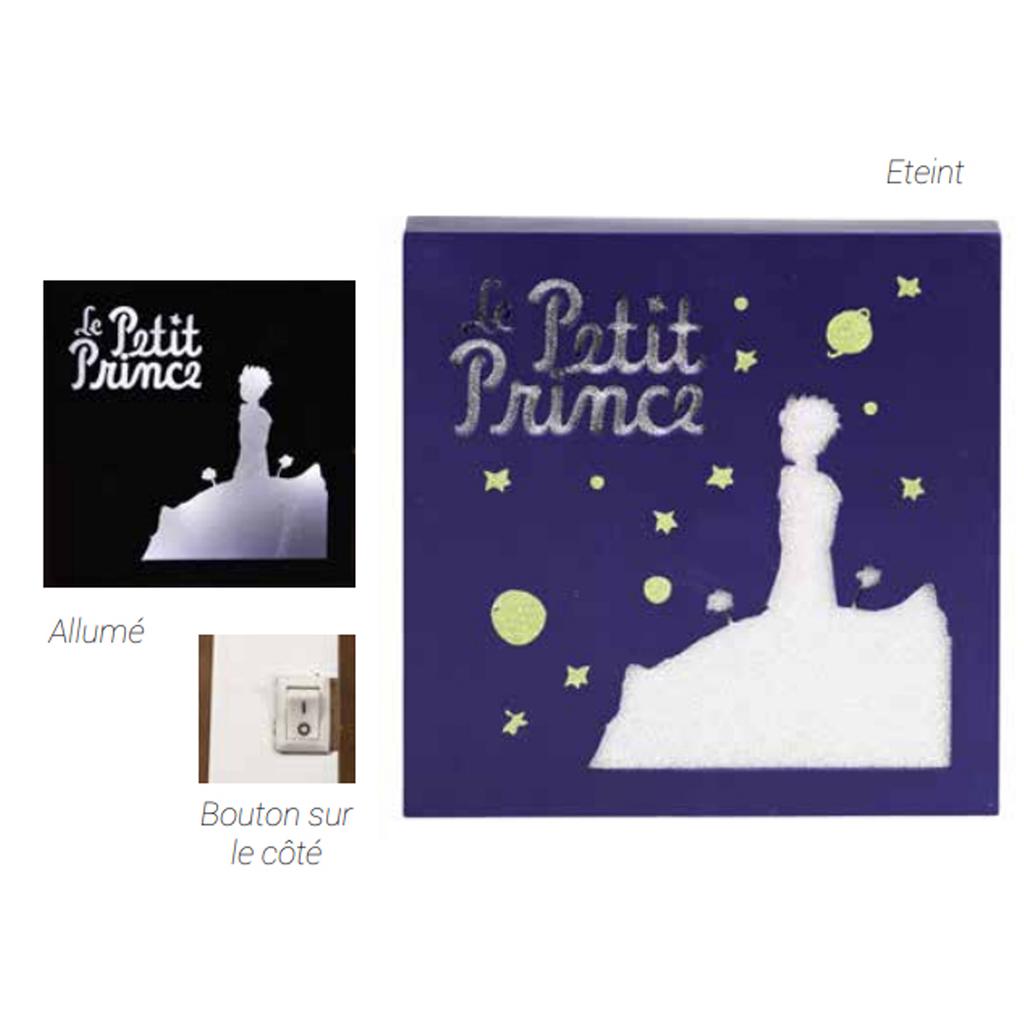Le Petit Prince [Q9739] - Wooden Illuminated Frame 'The Little Prince' Blue (starry Night) - 20x20 Cm