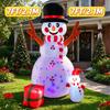 7FT/2.1M Inflatable Snowman Set with Lights and Red Gift Box, Christmas Outdoor Yard Decoration