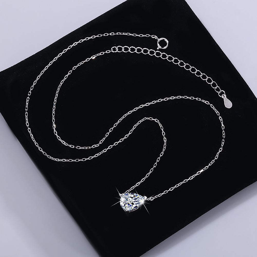 1/3carat Waterdrop Solitaire Moissanite Pendant Necklace with 925 Silver Pear Cut Diamond Neckchain Woman