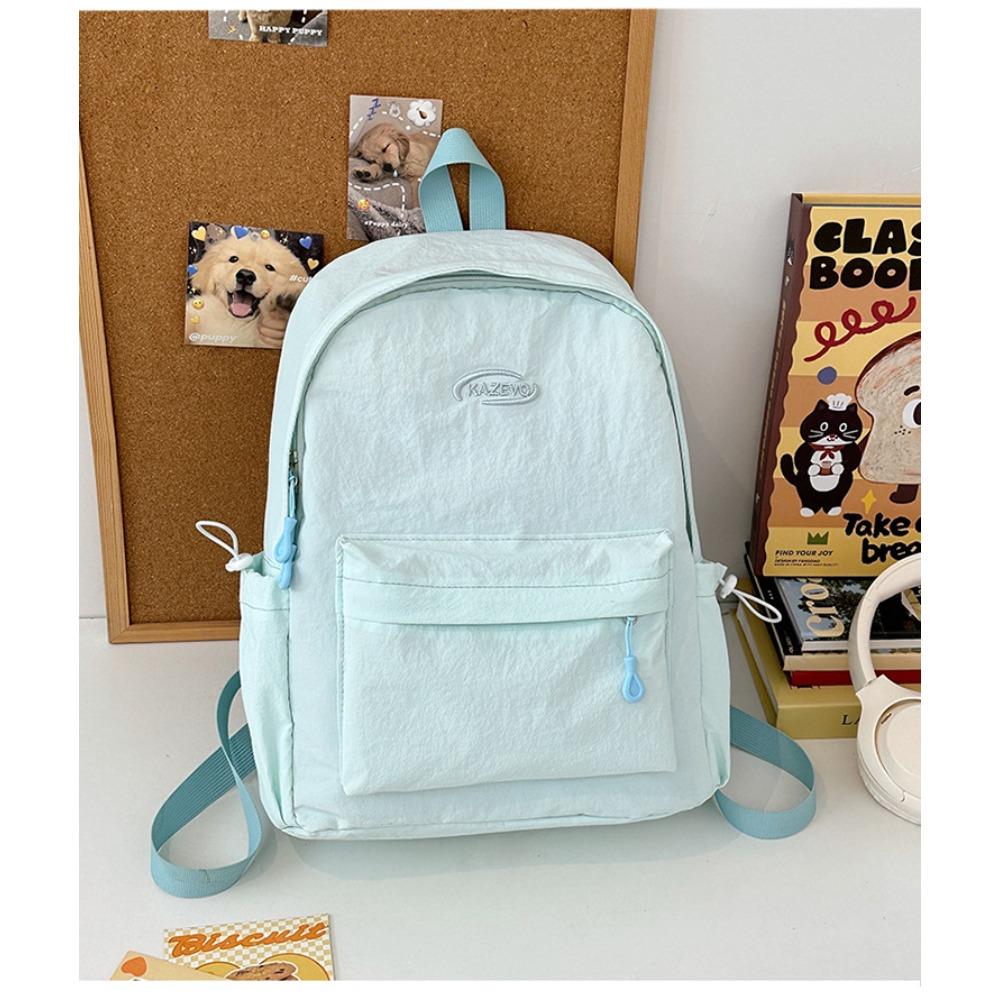 Small Fresh Literary Sense Girl Backpack Junior High and High School Students Solid Color Light and Versatile Schoolbag Large Capacity Backpack