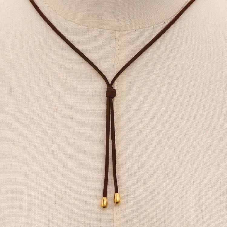 Stainless Steel Waterproof Irregular Geometric Metal Wax Rope Necklace Accessory Fashionable Jewelry for Daily Wear