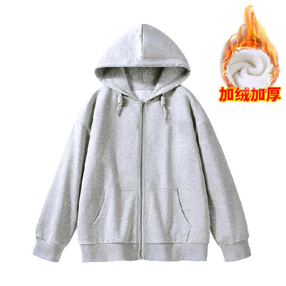 Women's Hood Collar Long Sleeve Zip Up Hoodie Loose Fit Minimalist Sweatshirt Jacket
