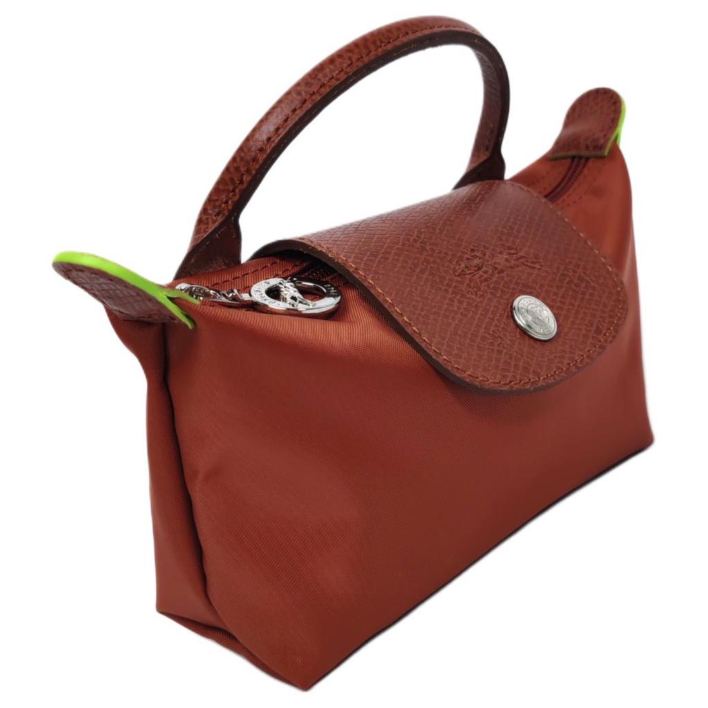 Longchamp Le Pliage Green 17 Short Handle Foldable Canvas Tote Bag Small Women Tote Bags Brown 34175919404