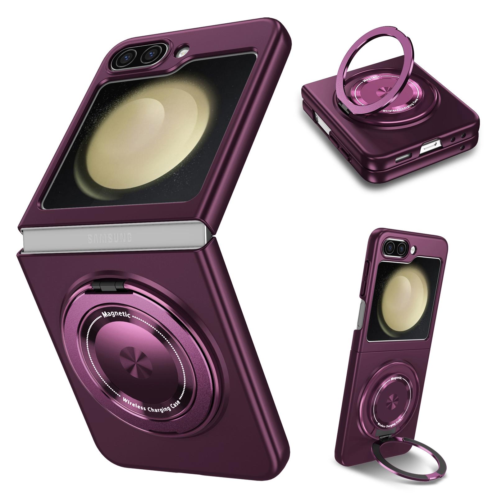 

For Samsung Galaxy Z Flip5 5G Magnetic Case Invisible Kickstand PC+TPU Phone Cover Purple