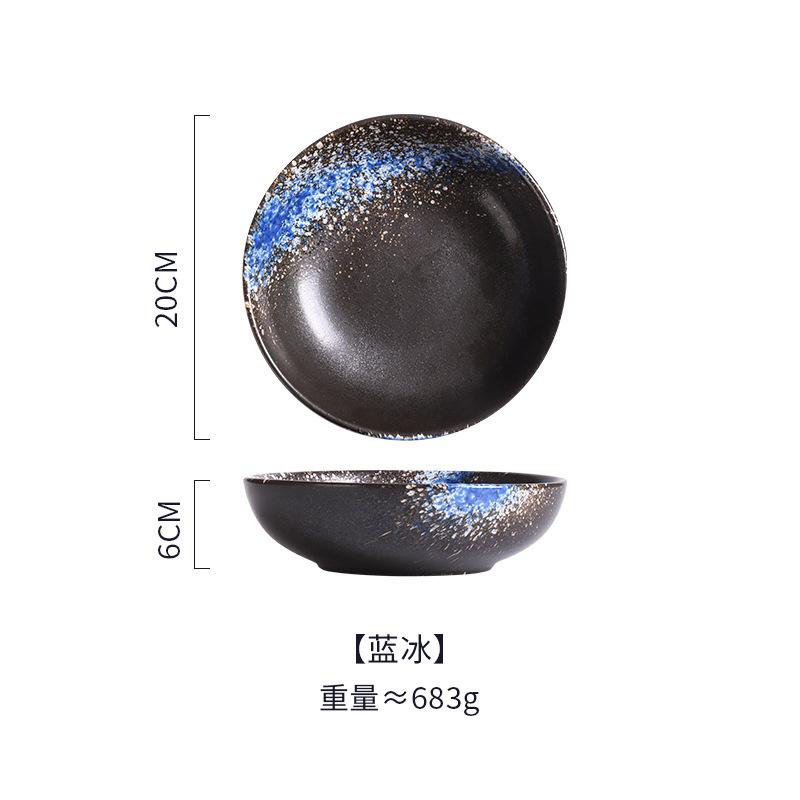 8-inch Ceramic Noodle Dish Lamian Noodles Bowl Restaurant Noodle Tableware Household Noodle Soup Baked Rice Fruit Salad Plate.