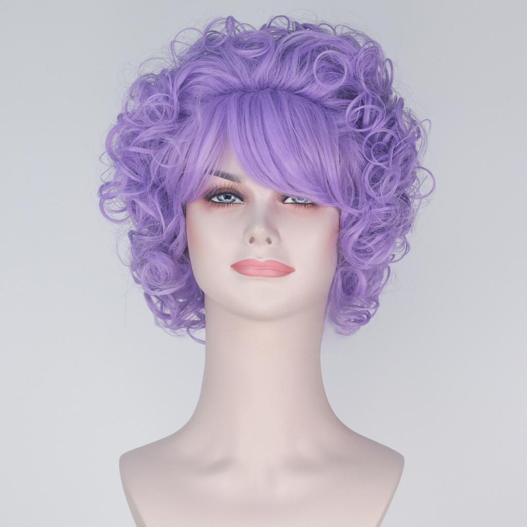 Women's Synthetic Curly Wig Short High Top with Bangs for Stage Performance Cosplay Costume Party Halloween Gift