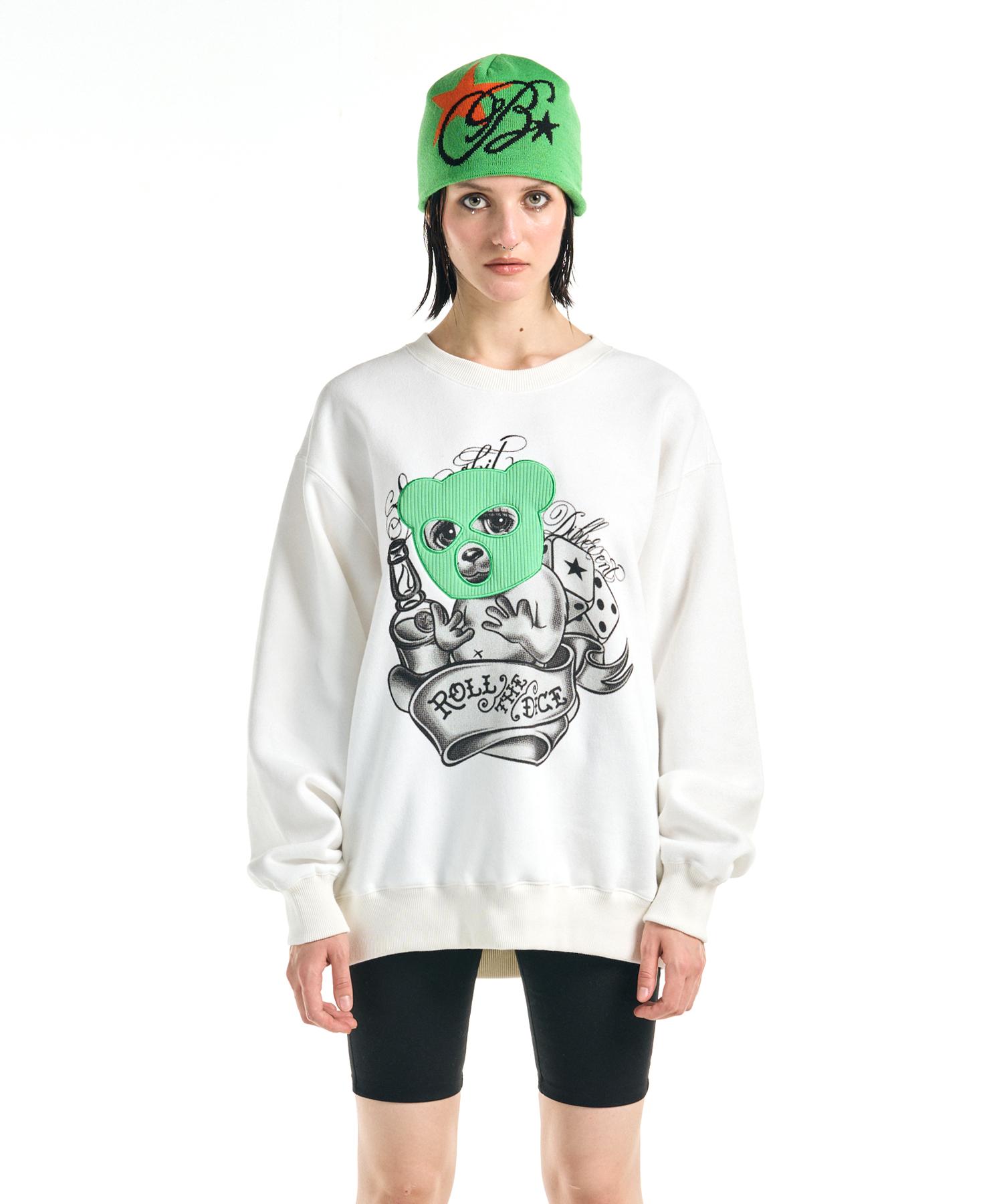 Buddy Thief Bear Fleece Sweatshirt White S