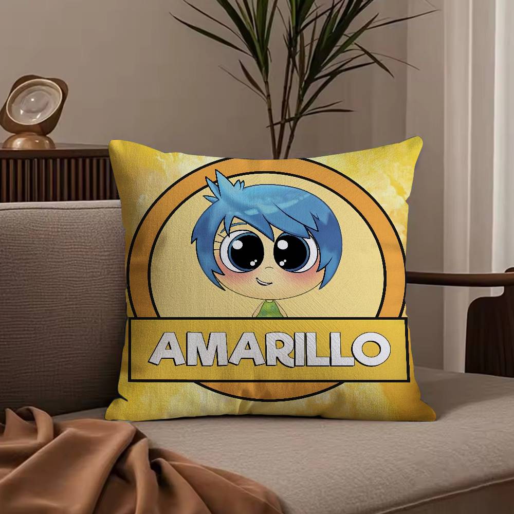 Cartoon I-Inside O-Out Pillow Case Anti-dustmite Pillowcase Invisible zipper silky short plush Sofa cushion cover