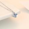 S925 Sterling Silver Four-Prong Moissanite Pendant Necklace - Classic Clavicle Chain