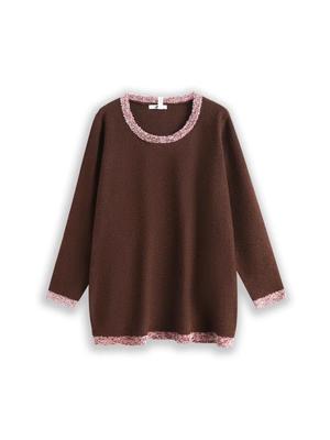 Plus Size Women's Sweet Long Sleeve Knitwear - Autumn/Winter Plush Inner Top (130-320 Jin)