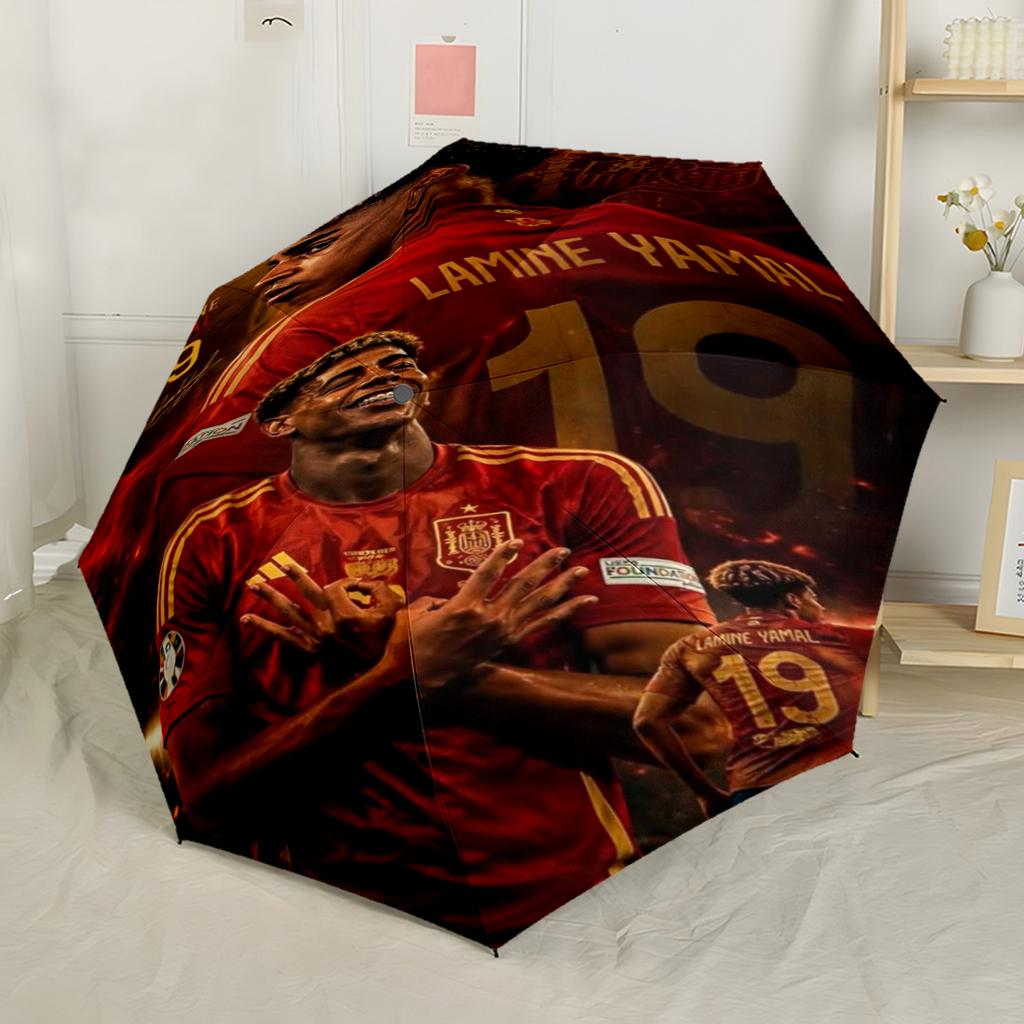 Lamine Yamal's Lamine Yamal's Barcelona Debut Automatic Umbrella Compact 8-Rib Design Lightweight All-Season Use Fashion Lovers Gift for Festivals