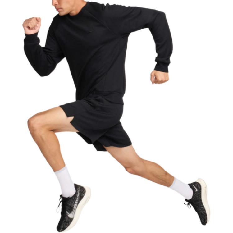 Nike Solid Color Casual Crew Neck Long Sleeve Sweatshirt Men Tops Black FZ0971-010