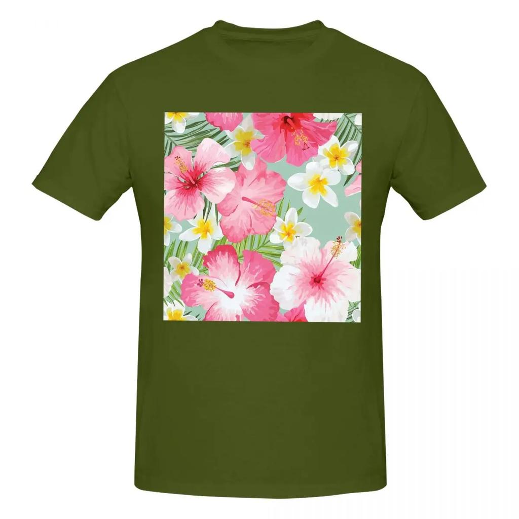 100 Cotton Tropical Hibiscus And Plumeria Flowers Tshirt Unisexs Funny Oversized T Shirt Unisex Oneck Summer Shirts Tops S6xl