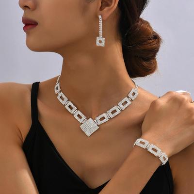 Luxury Diamond Jewelry Set: Necklace, Earrings, Bracelet for Evening Wear