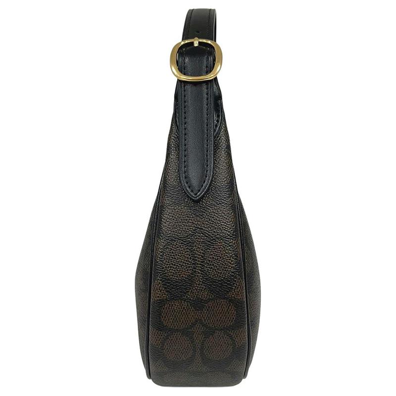 COACH 23 EMILY printed presbyopia coated canvas and smooth leather crescent bag shoulder bag medium size women's dark brown