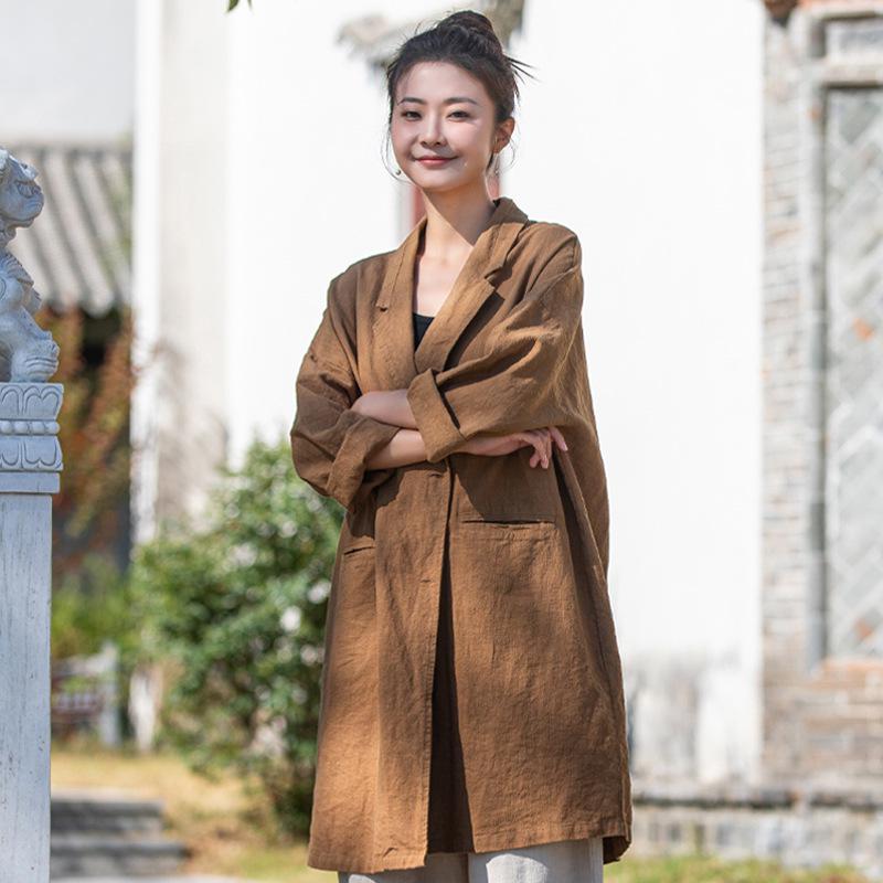 Women's Vintage Cotton-Linen Loose Lapel Shirt - Artistic Casual Style