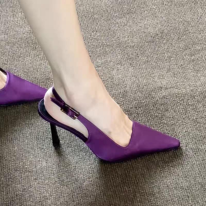 

2025 New Designer Summer Women Sandals Fashion Pointed Toe Singbacks Shoes Ladies Party Dress High Heel Stripper Sandalias 35