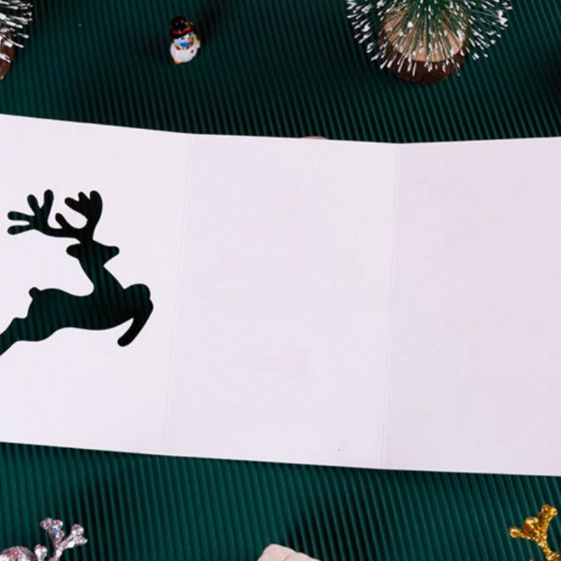 6pcsChristmas Gold Foil Greeting Card Christmas Gift Cartoon Bell Christmas Tree Reindeer Star Gingerbread Man Blessing Hollow S