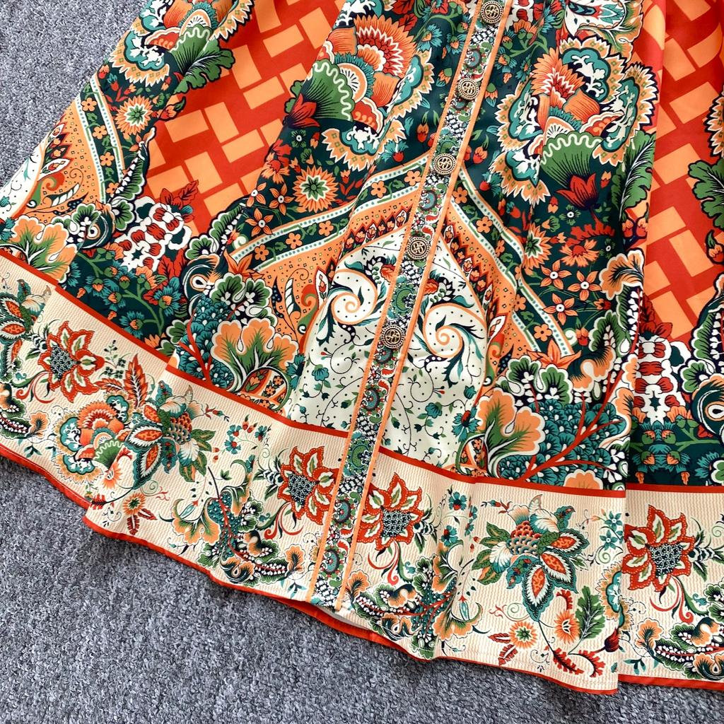 Spring Autumn Women Elegant Notched Collar Designer Print Single Breasted Long Maxi Holiday Party Blazer Dresses