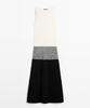 Masimodutti 100% Cotton Contrast Knit Midi Dress
