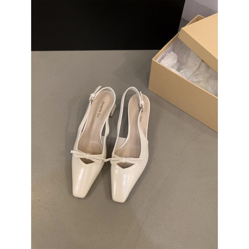 2025 spring and autumn new fashion versatile medium and high heel bag head sandals women's shoes French temperament empty single shoes