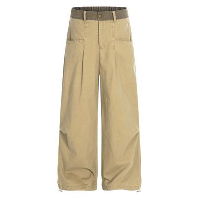 High-Waisted Wide-Leg Cargo Pants Men Women Relaxed Fit Streetwear Trousers With Pleated Detail