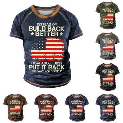 Herren Raglan T-Shirt Retro Kurzarm Rundhals Buchstabendruck Tops