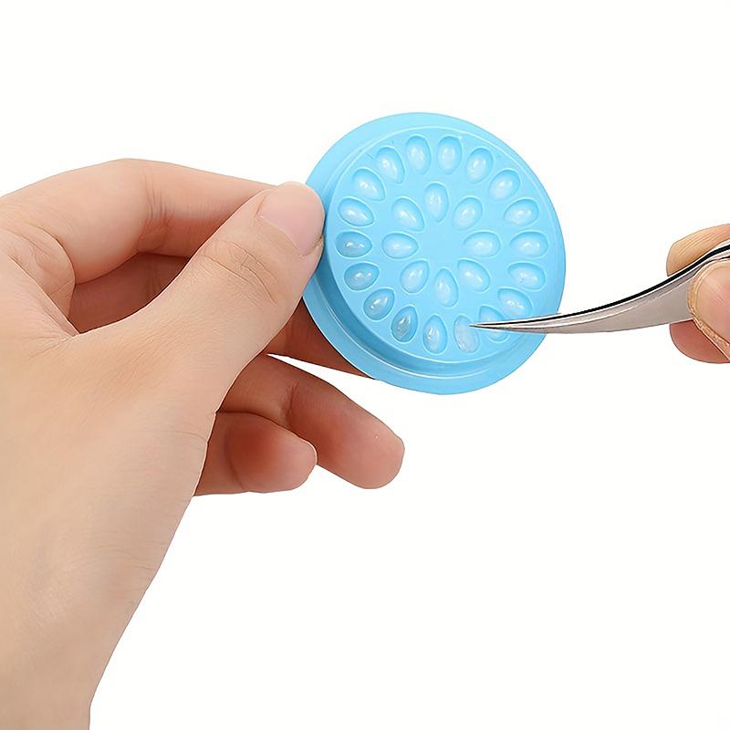 20 Stücke Kleberhalter für falsche Wimpern, Kunststoff-Wimpernkleberhalter, Tablett, Wimpernverlängerungspalettenpads, Wimpernverlängerungswerkzeug, Salon