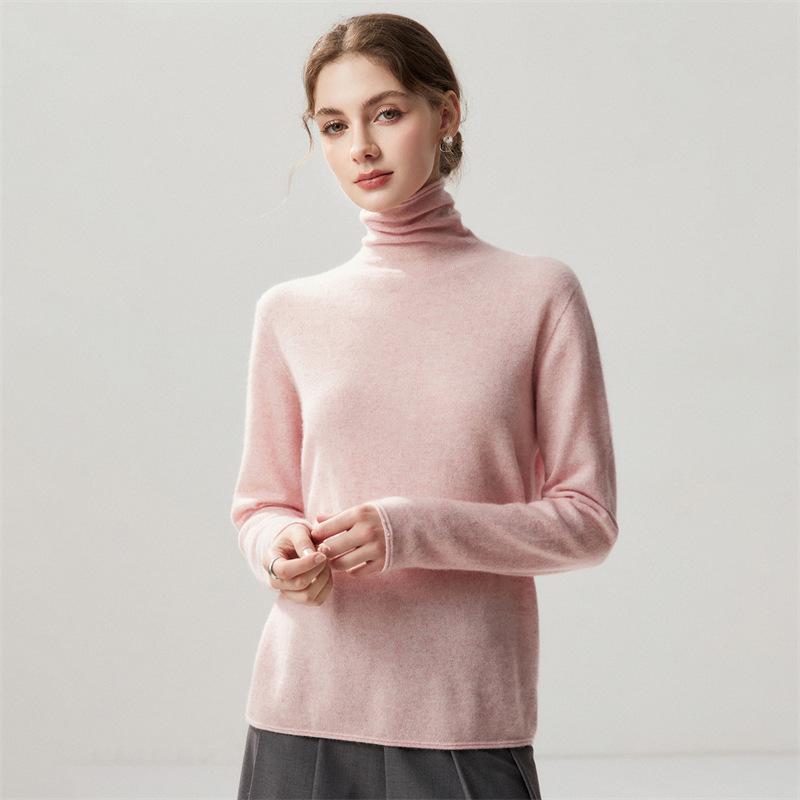 Lekasha Women's Cashmere High-Neck Twelve-Needle Knit Sweater