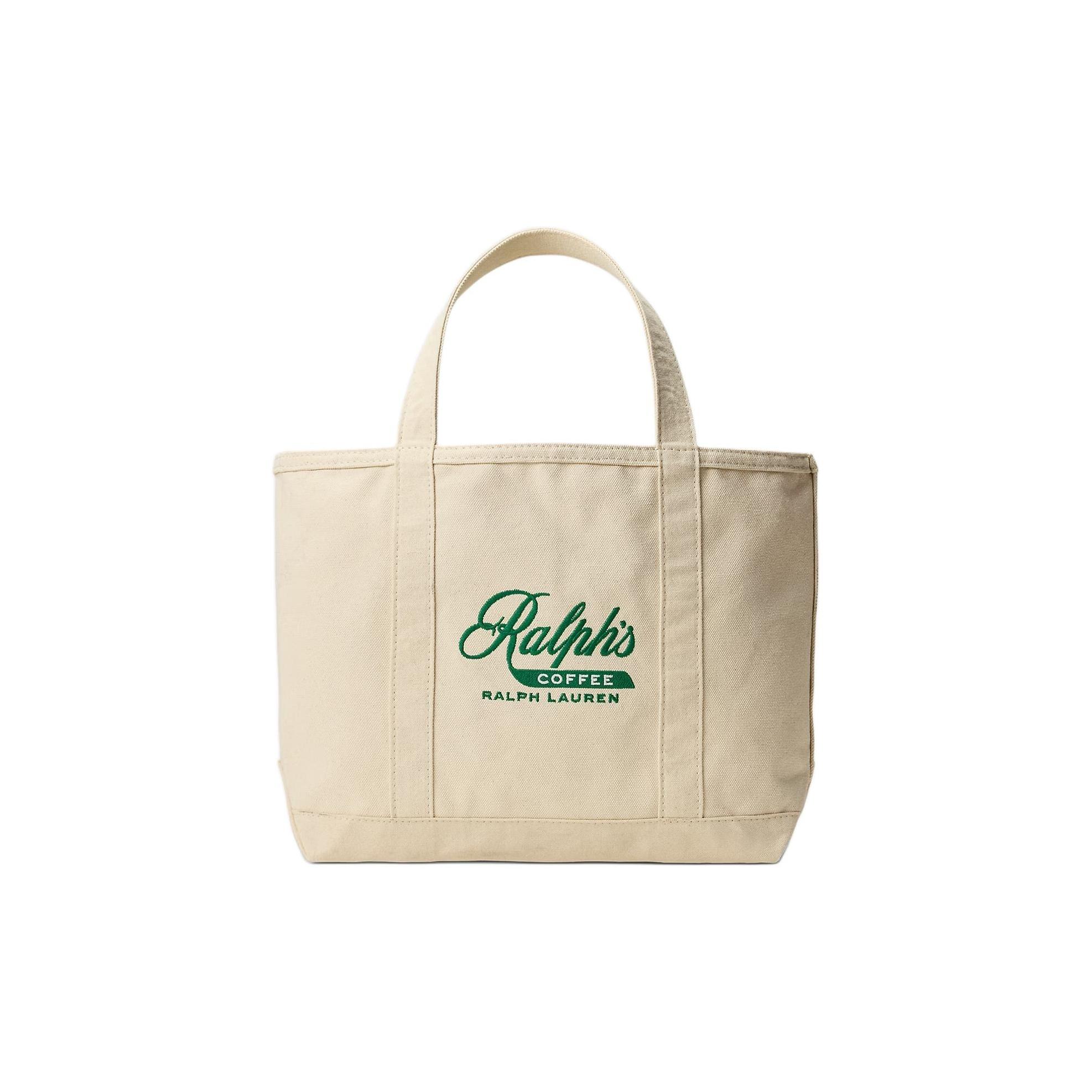 Polo Ralph Lauren Ralphs Coffee Series Embroidered Logo Durable Fabric Tote Bag Unisex Tote Bag Cream 100059719 Basic Set (Bag+Dust Bag)