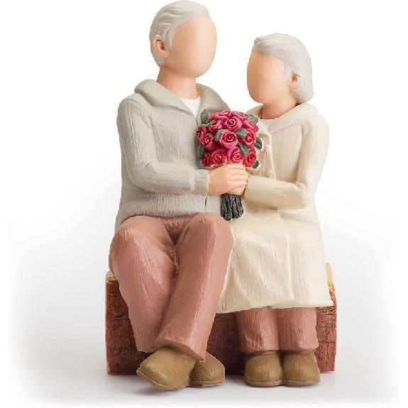 Couple Anniversary Sculpted Hand-Painted Figure Gifts Husband and Wife Wedding Figurine Gift, Happy 10th - 80th Anniversary Statue for Him and Her