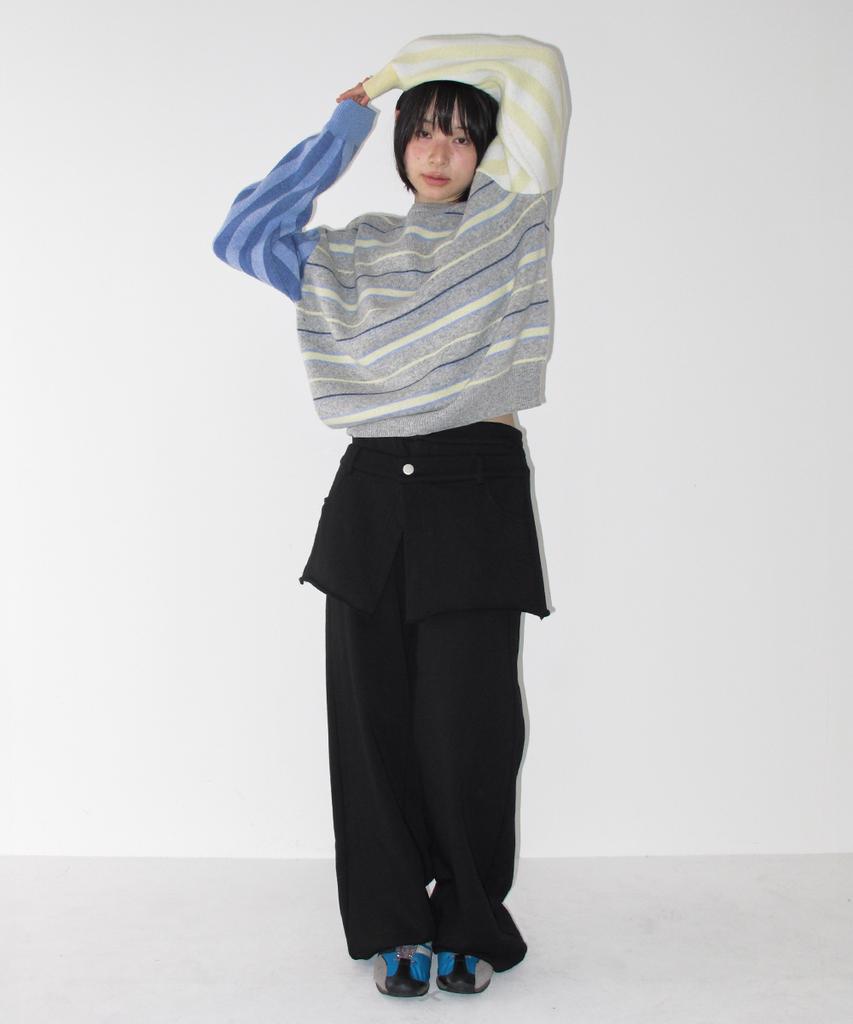 RONRON Skirt Layered Sweat Pants Black