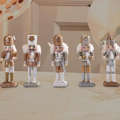 5 Pieces Christmas Nutcracker Hanging Ornaments Miniature Figures Puppet Toy
