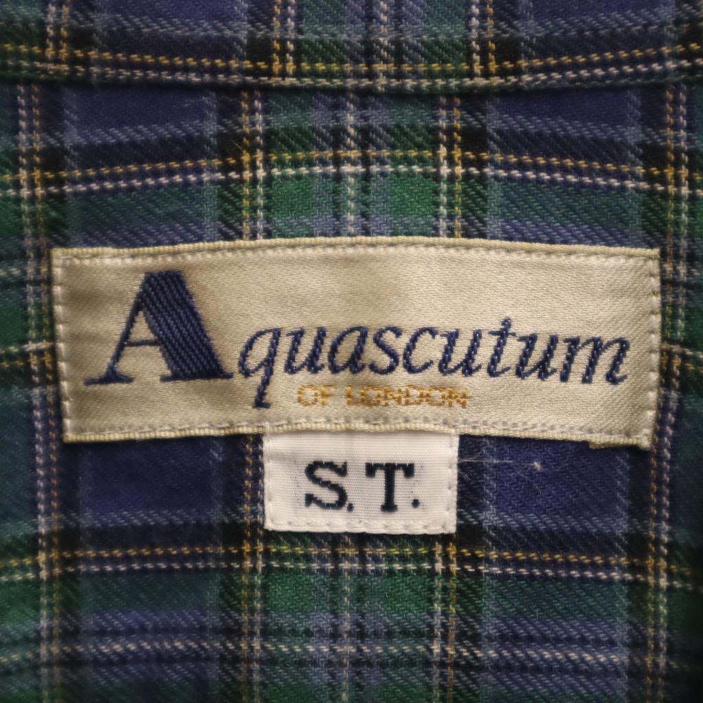 Aquascutum made in Japan Check Pattern Long sleeve shirt green Men's Used