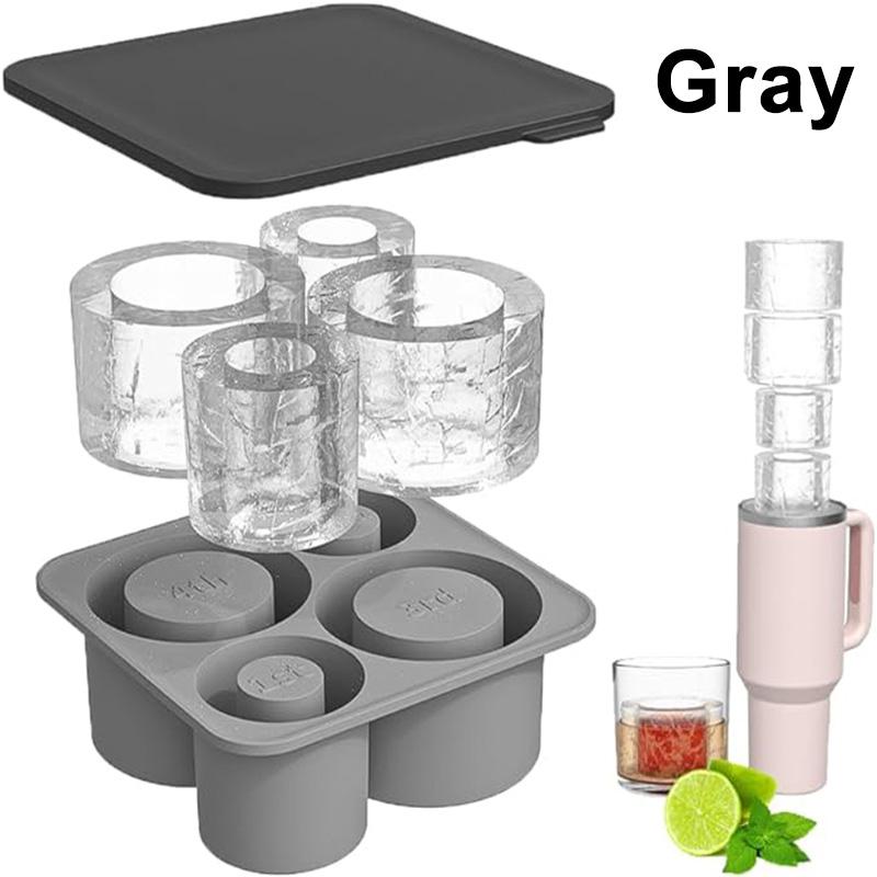 2/3/4/30 Grid Ice Cube Tray Mold for Tumbler Stanley Cup Silicone Cylinder Ice Cube Maker Mold with Lid For 20oz 30oz 40oz