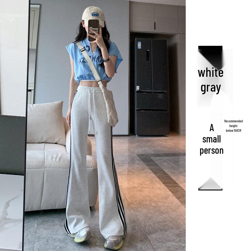 Mamba Cotton Casual Flare Pants - Women's High-Waist Striped Sport Trousers (2024 Autumn/Winter Collection)