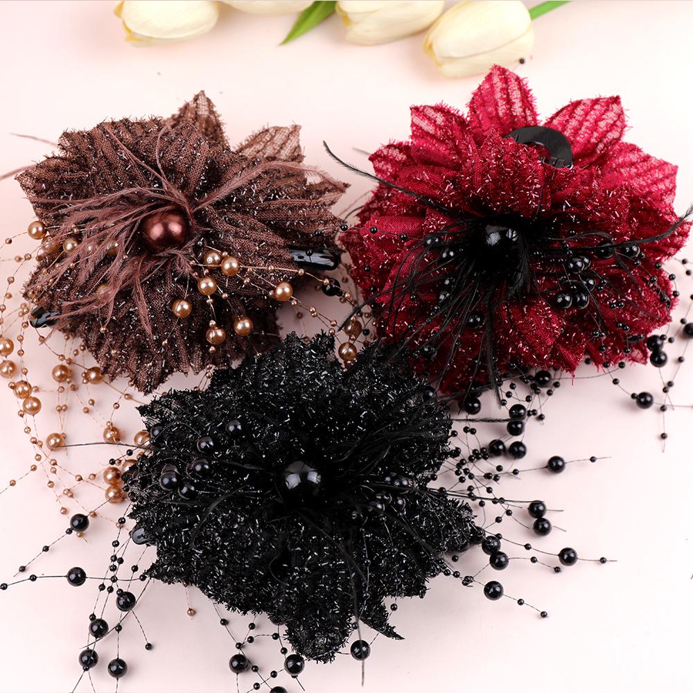 Bright Star River: Hong Kong Style Shiny Flower Shark Clip – Enhance Your Hair Volume with Elegant Headpiece