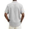 Men's Casual And Fashionable -color Lapel Button Cardigan, Cotton And Linen Men's Short-sleeved Top