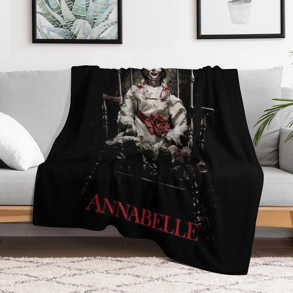 New A Girl Who Loves Demon Annabelle Creation The Haunted Doll Cool Gifts Throw Blanket Personalized Gift Baby Blankets