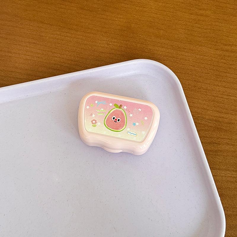 Cartoon Fruits Contact Lenses Box Portable Contact Lens Case With Tweezer Suction Stick Set For Travel Kit Holder