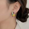 Colorful Parrot Earrings Oil-drip Design Geometric Shape Enamel Toucan Bird Brooch Vintage Style Adjustable Unisex Jewelry