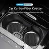 Car 5D Carbon Fiber High Brightness Print Coaster, PVC Rubber Anti-slip Pad Car Cup Holder Mat, For Car Interior Decoration