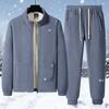 Plus Velvet Thickened Polar Fleece Lamb Fleece Jacket Jacket+Pants/vest+Pants Middle-aged and Elderly Two-piece Arctic Fleece Men's Stand-up Collar