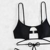 Set Bikini Nero Senza Schiena Stile Europeo e Americano - Costume da Bagno Sexy a Tre Pezzi