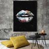 Modern Golden Lips Dollar Money Poster Print Wall Art Luxury Art Canvas Painting Abstract Pictures for Living Room Home Decor No Frame
