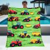 1pc Tractor Farm Vehicles Green Field Flannel Blanket Kids Agricultural Theme Soft Throw For Boys Playroom Decor Gift