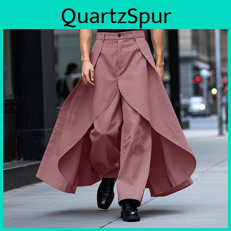 High Zipup Men Incerun Waist Layers Casual Loose Long Straight Pants
