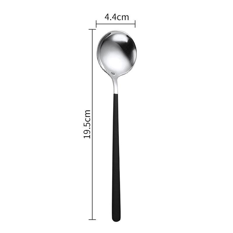 Stainless Steel Spoon Korean Style Spoon Household Exquisite Long Handle Spoon Soup Spoon Kitchen Dining Round Spoon